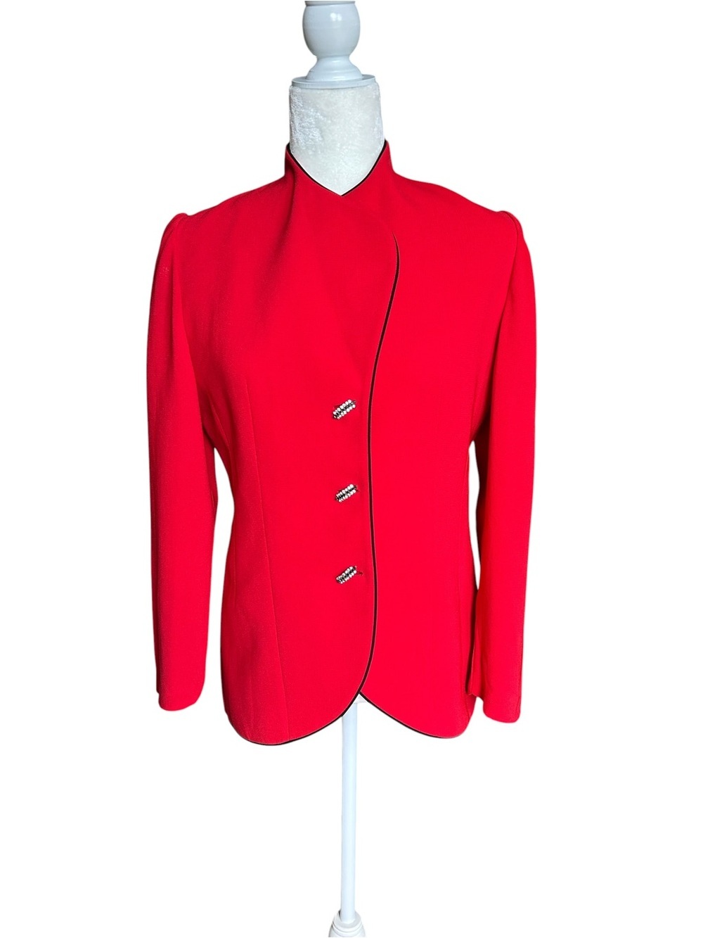 Romina Co Red Blazer Jacket Jeweled Buttons - Small